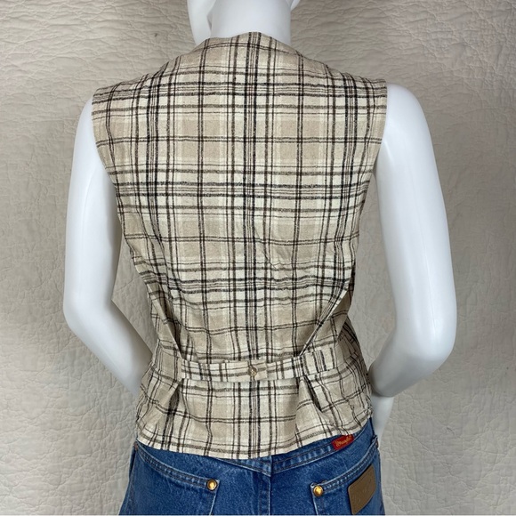 🔥Silk Exchange Classic Plaided Sleeveless Vest Cropped Top Women Size M - Picture 4 of 11